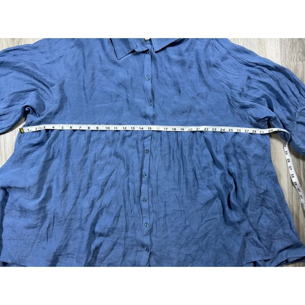 Umgee Blue Crinkle Tiered Button Down Tunic Top Womens 2XL Plus Boho hippie - Picture 4 of 6
